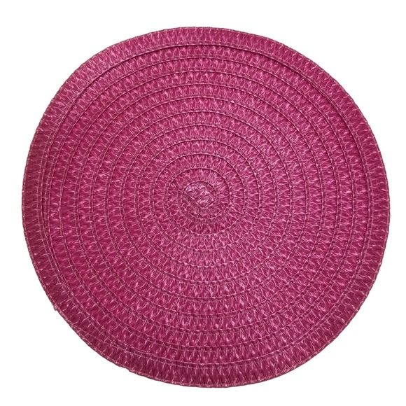 Pink Fuchsia Woven Design Round Placemat Table Mat 14.75" - Picture 2 of 4